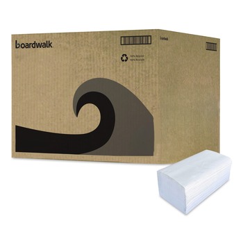 PERFORATED ROLL AND HAND TOWELS | Boardwalk BWK52GREEN 9.13 in. x 10.25 in. 1-Ply Green Single-Fold Towels - Natural White (16 Packs/Carton)