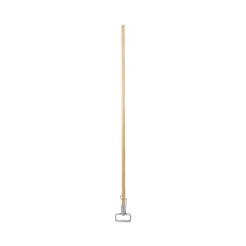 MOP HANDLES | Boardwalk BWK609 60 in. Wood Spring Grip Metal Head Mop Handle for Most Mop Heads - Natural