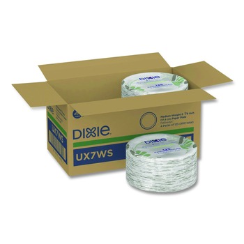 Dixie UX7WS Pathways Soak-Proof Shield WiseSize 6.88 in. Paper Plates - Green/Burgundy (500/Carton)