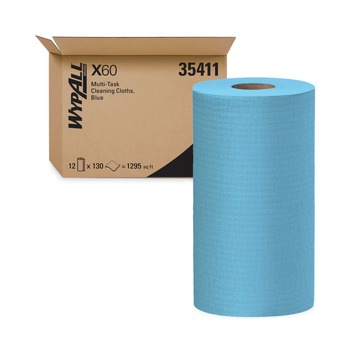  | WypAll 35411 X60 9.8 in. x 13.4 in. Cloths - Small, Blue (130/Roll, 12 Rolls/Carton)