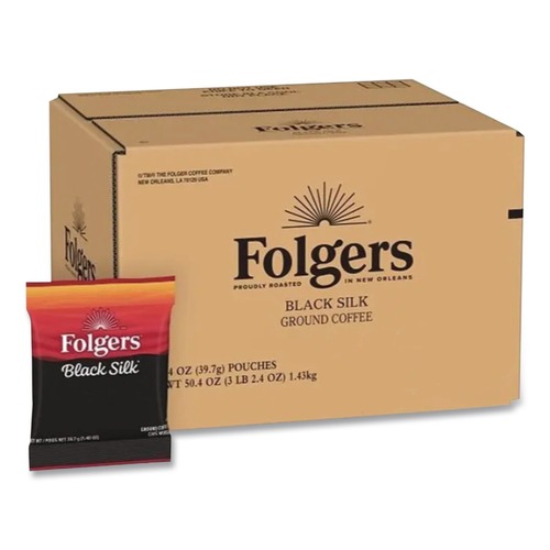 Coffee - Caffeinated | Folgers 2550000016 1.4 oz. Coffee Filter Packs - Black Silk (40/Carton) image number 0