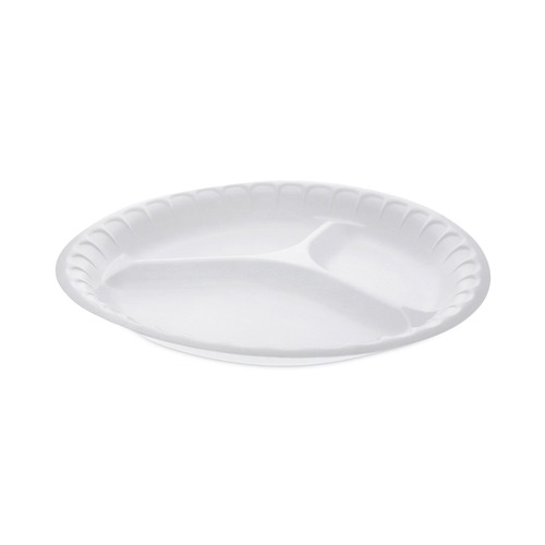 Plates | Pactiv Corp. 0TH10044000Y Placesetter Satin Non-Laminated 3-Compartment 10.25 in. Plates - White (540/Carton) image number 0