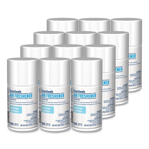 Air Fresheners & Odor Eliminators | Boardwalk CP110BOARDWK 7 oz Metered Air Freshener Refill - Fresh Linen Scent (12/Carton) image number 0