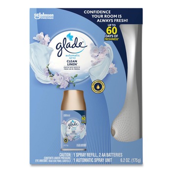 Glade 310916 Clean Linen Automatic Spray Starter Kit - White/Gold (4/Kit)