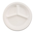 Plates | Chinet 21228 9 in. 3-Compartment Paper Plate - White (500/Carton) image number 0