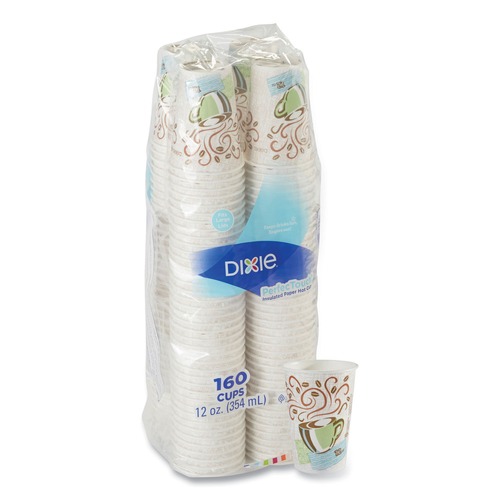 Cups | Dixie 5342CDSBP PerfecTouch 12 oz. Paper Hot Cups - Coffee Haze Design (160/Pack) image number 0