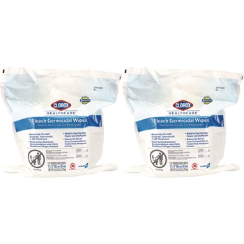 Clorox Healthcare 30359 12 in. x 12 in. 1-Ply Bleach Germicidal Wipes - Unscented, White (110/Refill, 2 Refills/Carton)