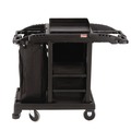 Perforated Roll & Hand Towels | Suncast Commercial HKCCT100 23.25 in. x 53.18 in. x 46.57 in. 1 Shelf Plastic Compact Standard Housekeeping Cart - Black image number 3