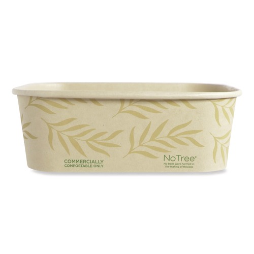 Food Containers & Lids | World Centric CT-NT-24 4.7 in. x 6.8 in. x 2.3 in. 24 oz. No Tree Rectangular Sugarcane Containers - Natural (300/Carton) image number 0