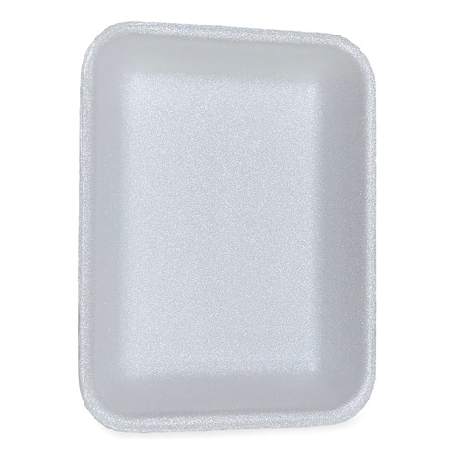 Food Containers & Lids | GEN 3PWH 8.7 in. x 6.6 in. x 1.1 in. #3P Meat Trays - White (400/Carton) image number 0