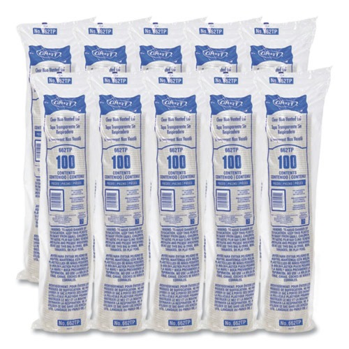 Cup Lids | Dart 662TP Plastic Non-Vented Cup Lids Fits 9 oz to 22 oz Cold Cups - Clear (1000/Carton) image number 0