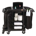 Perforated Roll & Hand Towels | Suncast Commercial HKCCH200 23.25 in. x 53.22 in. x 53.06 in. 1 Shelf Plastic Compact Premium Housekeeping Cart - Black image number 5