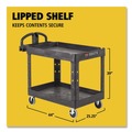 Carts | Rubbermaid Commercial FG452088BLA 25.9 in. x 45.2 in. x 32.2 in. 500 lbs. Capacity 2 Lipped Shelves Heavy-Duty Plastic Utility Cart - Black image number 6