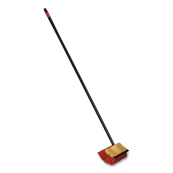  | Nexstep Commercial Products 6615 10 in. Brush 54 in. Metal Handle Bi-Level Floor Scrub Brush - Red Polypropylene Bristles, Black Handle (6/Carton)