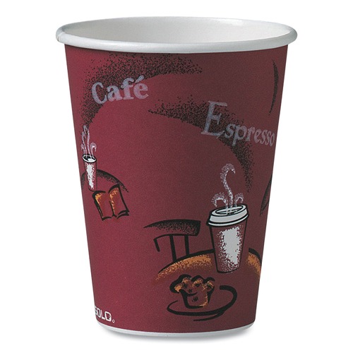 Cups | SOLO 412SIN-0041 12 oz. Paper Bistro Design Hot Drink Cups - Maroon (1000/Carton) image number 0