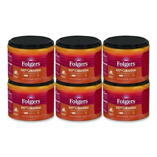 Coffee - Caffeinated | Folgers 30445CT 22.6 oz. Canister Coffee - Columbian (6/Carton) image number 0