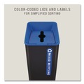 Indoor Waste Receptacles | Rubbermaid Commercial 2078980 Sustain 23 gal Metal/Plastic Decorative Refuse with Recycling Lid - Black/Blue image number 1