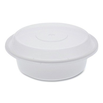 Pactiv Corp. NC718 Newspring VERSAtainer 6 in. x 6 in. x 1.5 in. 16 oz. Plastic Microwavable Containers - Round White/Clear (150/Carton)