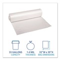 Low-Density Trash Bags | Boardwalk X6639DCKR01 33 in. x 39 in. 1.4 mil 33 gal. Recycled Low-Density Polyethylene Can Liners - Clear (100/Carton) image number 4