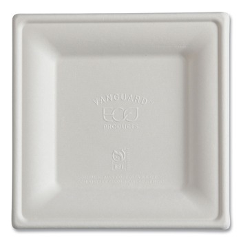 JANITORIAL | Eco-Products EP-P021NFA 6 x 6 Vanguard Renewable and Compostable Sugarcane Plates - White (500/Carton)