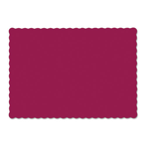 Placemats | Hoffmaster 310524 9.5 x 13.5 Solid Color Scalloped Edge Placemats - Burgundy (1000/Carton) image number 0