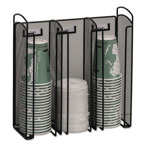 Condiment Organizers | Safco 3292BL 12.75 in. x 4.5 in. x 13.25 in. 3 Compartments Steel Mesh Onyx Breakroom Organizers - Black image number 0
