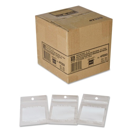Hand Sanitizing Wipes | C-Line 47223 2 in. x 3 in. 2 mil Write-On Poly Bags - Clear (1,000/Carton) image number 0