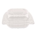 Perforated Roll & Hand Towels | Karat FP-HC66PP-1C Polypropylene Plastic Hinged Container 6 x 6 x 3.3 Clear Plastic 50/Pack 6 Packs/Carton image number 3