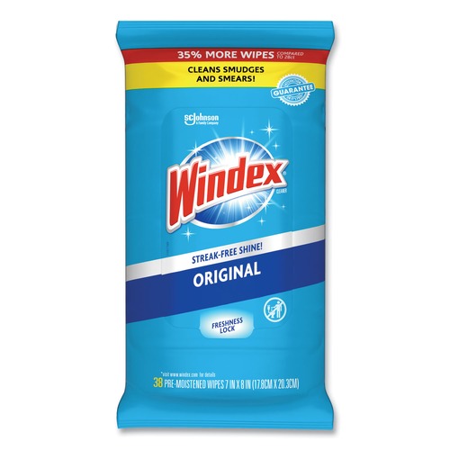 Cleaning Cloths & Wipes | Windex 378032 7 in. x 8 in. Cloth Glass and Surface Wet Wipe - Unscented White image number 0