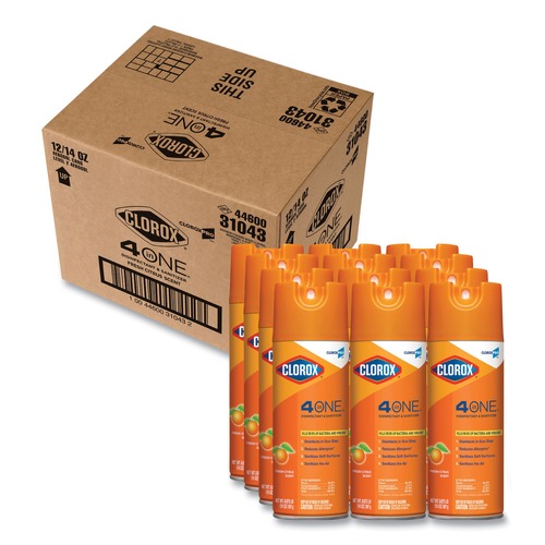 Disinfecting & Cleaning Solutions | Clorox 31043 14 oz. Citrus 4-in-1 Disinfectant and Sanitizer Aerosol Spray (12/Carton) image number 0