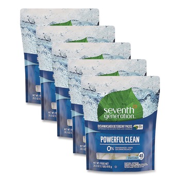 Seventh Generation 10732913451804 Natural Automatic Dishwasher Detergent Packs - Free and Clear (5/Carton)