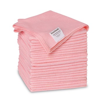 Boardwalk 2164040 16 in. x 16 in. Microfiber Cleaning Cloths - Pink (24/Pack)