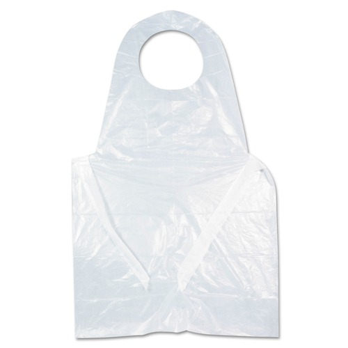 Aprons & Bibs | AmerCareRoyal RPA20 28 in. x 46 in. 1 mil Heavyweight Poly Aprons - One Size Fits All/White (500/Carton) image number 0