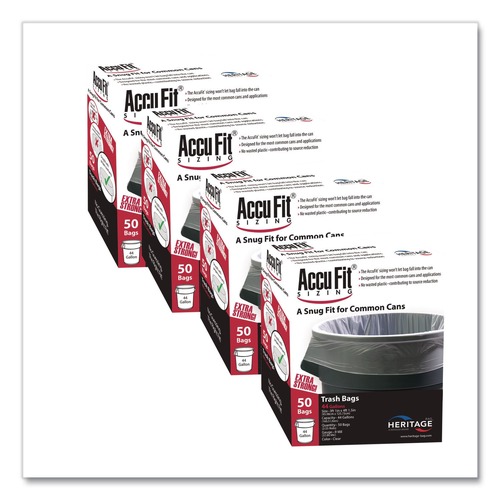 Low-Density Trash Bags | AccuFit H7450TC RC1 37 in. x 50 in. 0.9 mil 44 Gallon Linear Low Density Can Liners with AccuFit Sizing - Clear (50 Bags/Box, 4 Boxes/Carton) image number 0