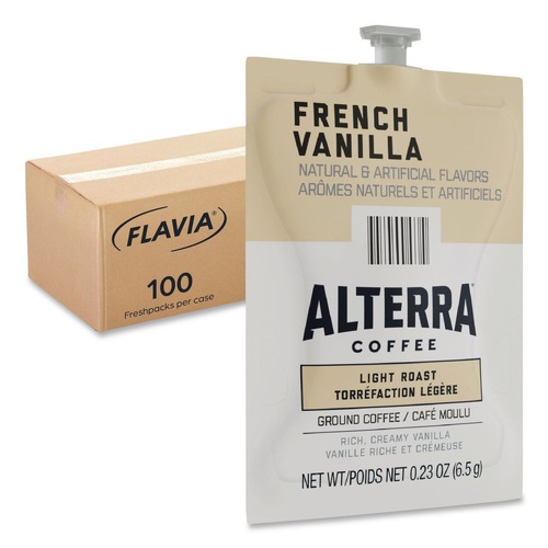 Coffee - Caffeinated | FLAVIA 48009 0.23 oz. Pouch Alterra Coffee Freshpack - French Vanilla (100/Carton) image number 0