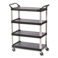 Carts | Rubbermaid Commercial FG409600BLA 40.63 in. x 20 in. x 51 in. 400 lbs. Capacity 4 Shelves Plastic Xtra Utility Cart with Open Sides - Black image number 0
