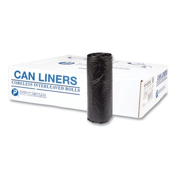 Inteplast Group S243306K High-Density 16-gal. 6 Microns 24 in. x 33 in. Commercial Can Liners - Black (1000/Carton)