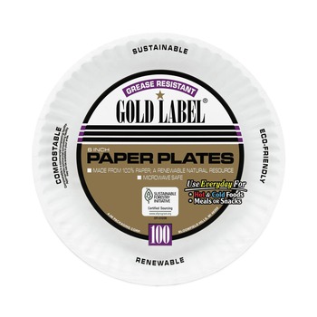  | AJM Packaging Corporation CP6OAWH 6 in. Diameter Coated Paper Plates - White (100/Pack, 12 Packs/Carton)