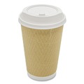 Cups | Karat C-KRC516 16 oz Ripple Hot Cups - Kraft/White (500/Carton) image number 1