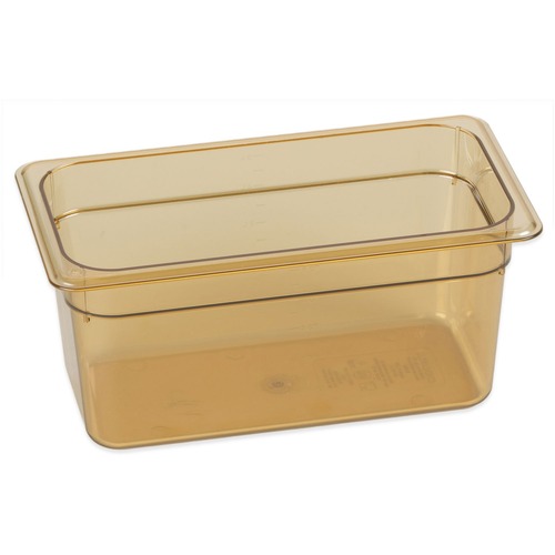 Food Storage Containers & Lids | Carlisle 3086213 12.75 in. x 12.75 in. x 6 in. 5.7 qt. StorPlus High Heat Plastic Food Pan - Amber image number 0