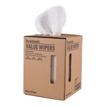 Boardwalk BWK-V040CGW 10 in. x 12 in. Centerpull DRC Wipers - White (200/Carton)