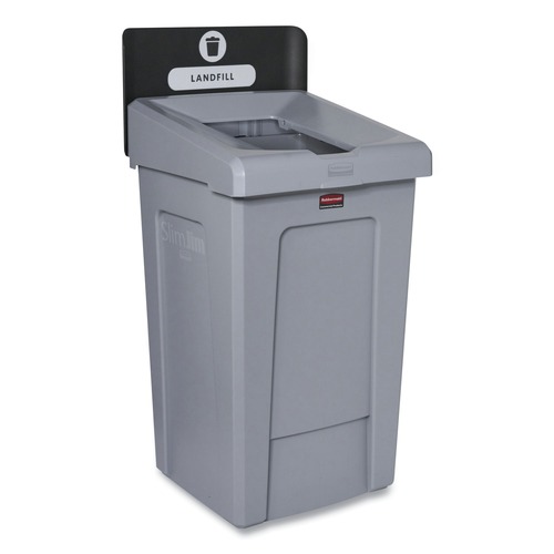 Indoor Waste Receptacles | Rubbermaid Commercial 2171554 Slim Jim 33 gal 1-Stream Landfill Resin Recycling Station - Gray image number 0