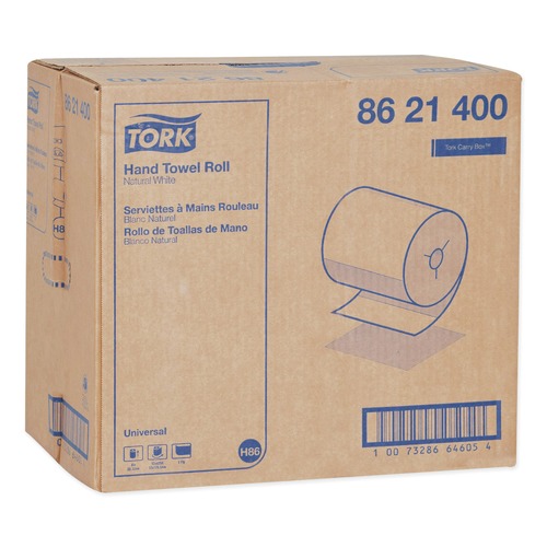 Perforated Roll & Hand Towels | Tork 8621400 8 in. x 425 ft. Universal Notched Hand Towel Roll - Natural White (12 Rolls/Carton) image number 0