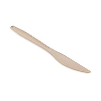 DISPOSABLE KNIVES | Pactiv Corp. YPSMKTEC 7.5 in. EarthChoice PSM Heavyweight Cutlery Knife - Tan (1000/Carton)