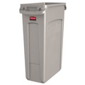 Indoor Waste Receptacles | Rubbermaid Commercial FG354060BEIG 23 Gallon Rectangular Plastic Slim Jim Receptacle with Venting Channels - Beige image number 0