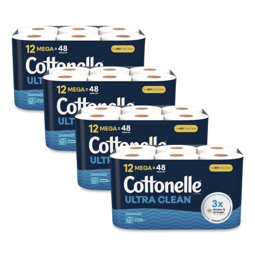 Toilet Tissues | Cottonelle 55480 Ultra CleanCare 1-Ply Septic Safe Strong Bath Tissue Toilet Paper - White (4/Carton) image number 0