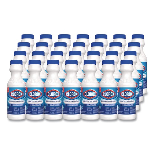 Bleach | Clorox 32436 11 oz. Bottle Concentrated Regular Disinfecting Bleach - Unscented (28/Carton) image number 0