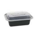 Food Containers & Lids | Pactiv Corp. NC818B Newspring VERSAtainer 4.5 x 5.5 x 1.75 12 oz Plastic Microwavable Containers - Black/Clear (150/Carton) image number 1
