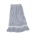 Mop Heads | Boardwalk BWK543CT Narrow Floor Finish Rayon/Polyester Mop Head - Large, White/Blue (12/Carton) image number 0