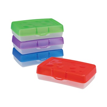 Storex 61605U12C 8.38 x 5.63 x 2.5 Pencil Box - Randomly Assorted Colors